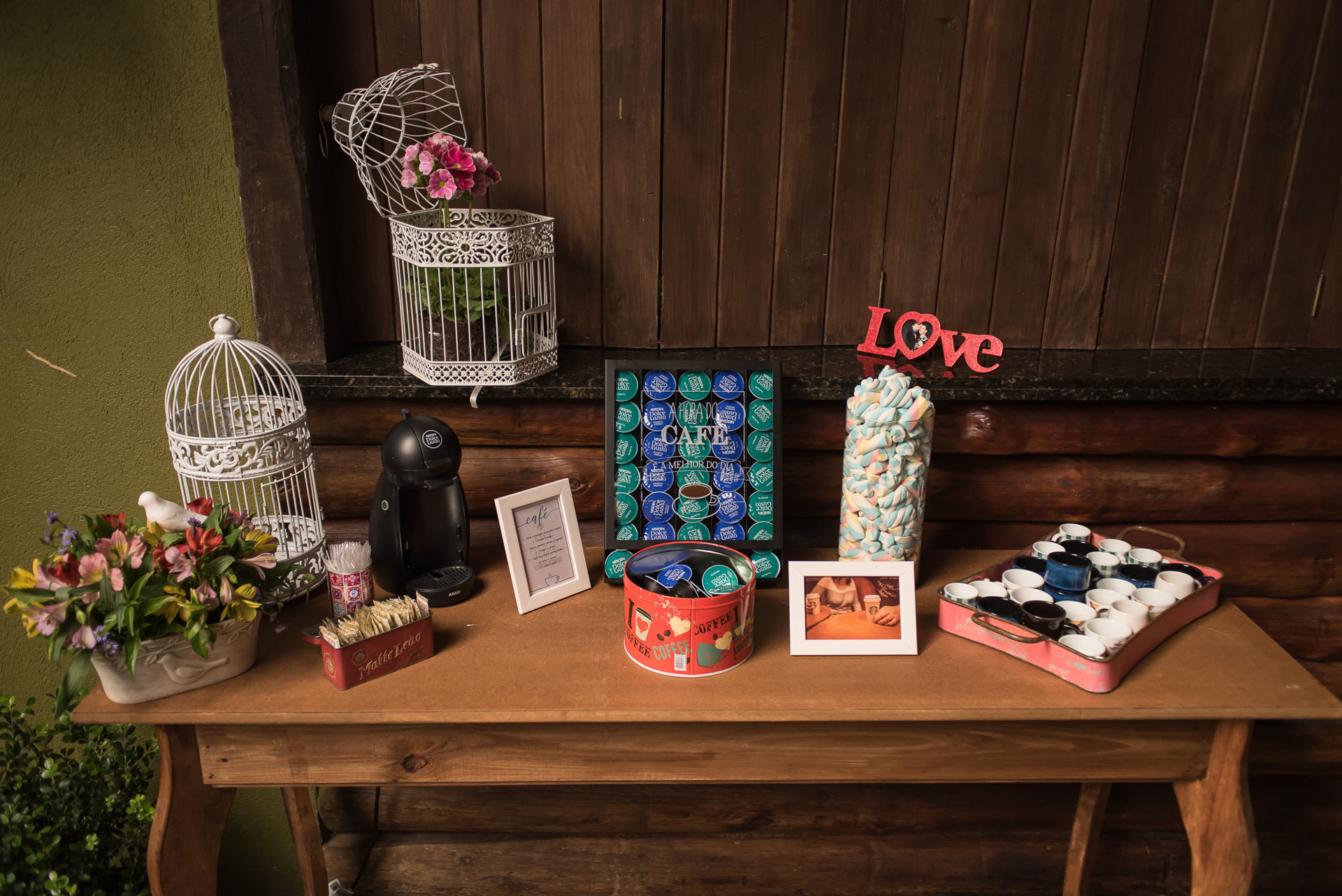 mesa café casamento diy